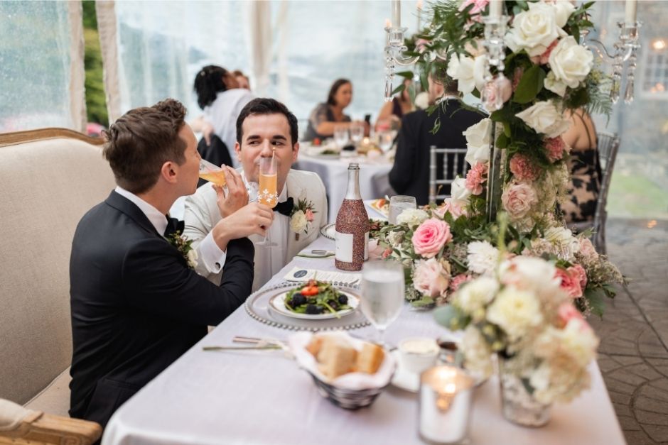 gay wedding couple's table